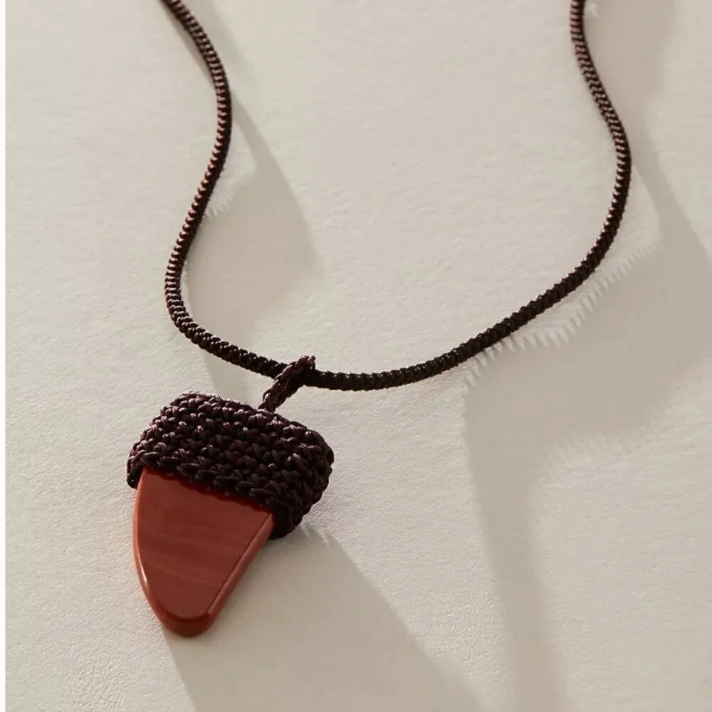 NWT Free People  Eleanor Pendant Necklace in Red Agate